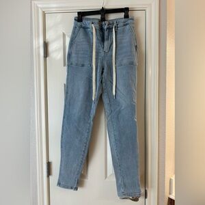 Judy Blue Light Wash Denim Joggers with Drawstring